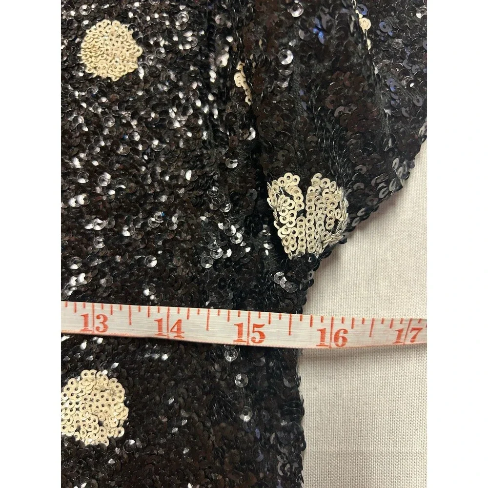 J.Crew Womens Size XS Black Sequin Polka Dot Top Short Sleeve Round Neck